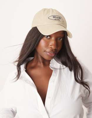 My Accessories - Miami - Baseballkappe in verwaschenem Sand-Neutral