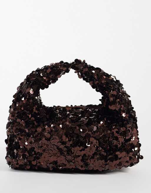 My Accessories mini grab bag in chocolate sequin, 4 of 4