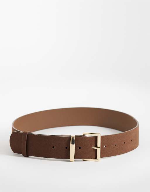 My Accessories minimalistyczny klasyczny pasek w kolorze brązowym, 1 z 3