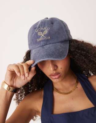 My Accessories - Monaco - Baseballkappe in verwaschenem Marineblau