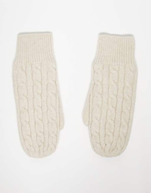 My Accessories - Muffole color crema in maglia lavorata a trecce