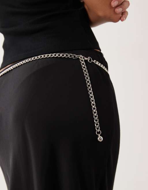 My Accessories multi-row chain belt in silver, 3 of 3