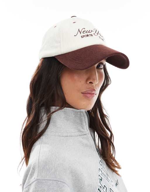 My Accessories new york corduroy baseball cap in brown and cream, 3 of 3
