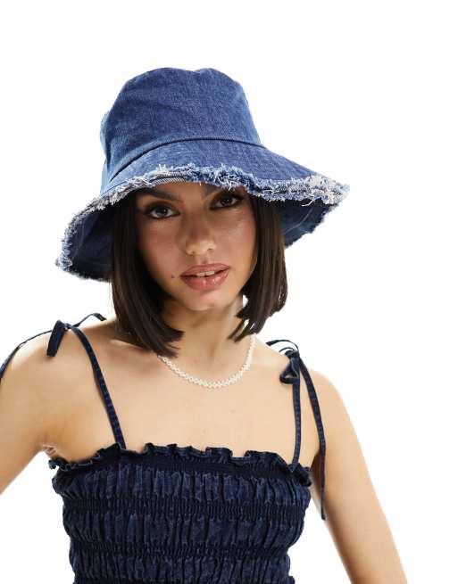 My Accessories – Niebieski jeansowy kapelusz typu bucket oversize