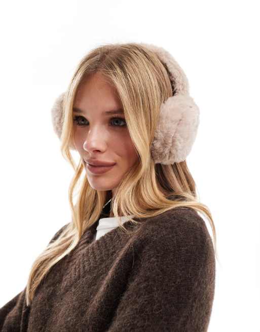 My Accessories - Oorwarmers van imitatiebont in taupe, 3 van 4