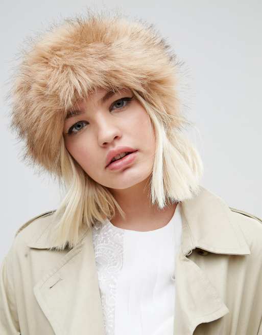 My Accessories – Opaska na głowę ze sztucznego futra w kolorze naturalnym