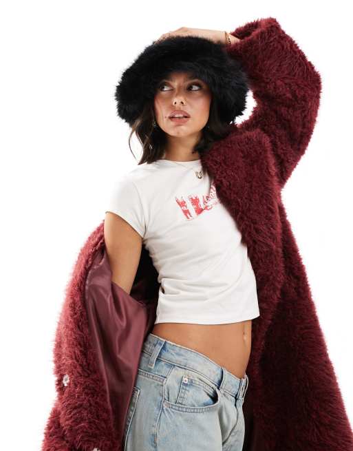 My Accessories – Oversize-Anglerhut aus flauschigem Kunstpelz in Schwarz, 4 von 4