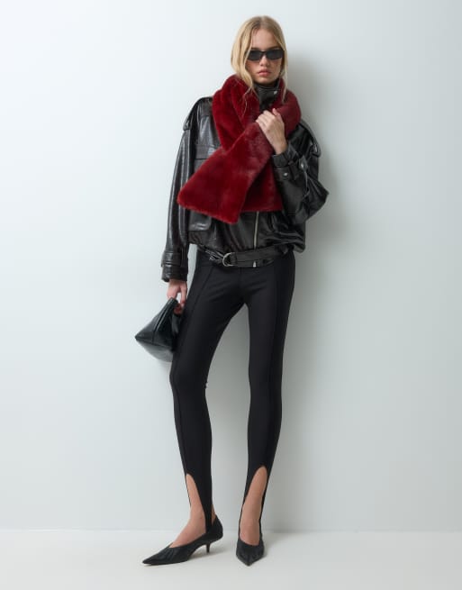My Accessories oversize statement fluffy scarf in red faux fur, 2 of 5