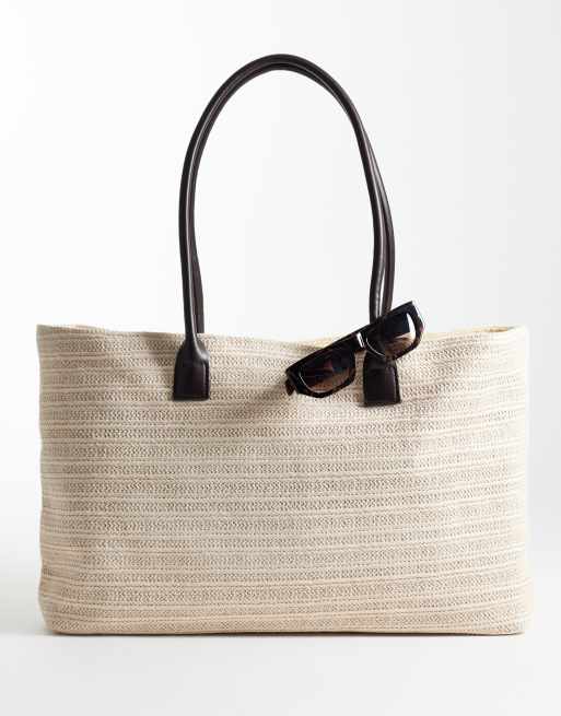 My Accessories – Oversize-Strandtasche aus Webstoff in Cremeweiß, 2 von 4