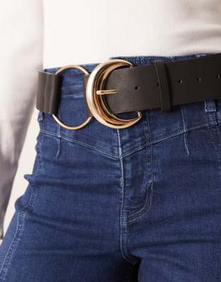My Accessories Oversized Buckle Circle Hip Belt In Black