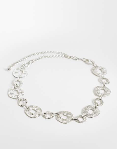 My Accessories oversized hammered circle belt in silver - view 1