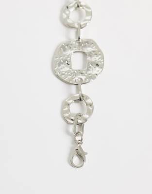 My Accessories Oversized Hammered Circle Belt In Silver