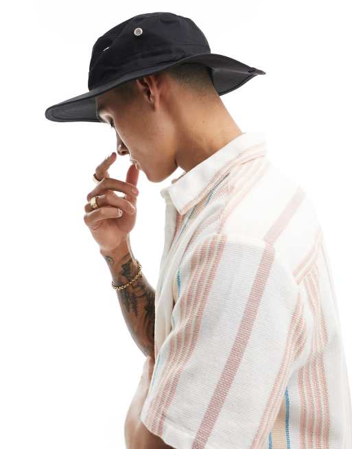 My Accessories - Oversized katoenen bucket hat in zwart
