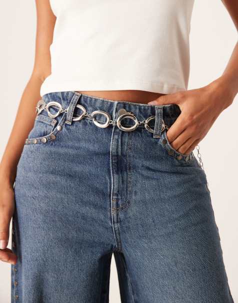 My Accessories oversized oval chain belt in silver - view 1