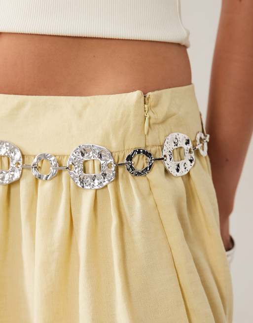 My Accessories - Oversized riem met gehamerde cirkels in zilver  , 3 van 3