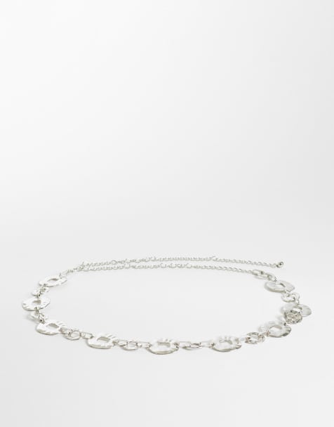 My Accessories - Oversized riem met gehamerde cirkels in zilver - view 1