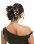 [My Accessories] My Accessories oversized scrunchie in olive green check No Size Mid Green