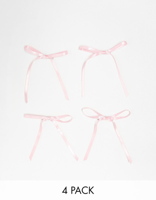 Pink Beanie with Satin Bows
