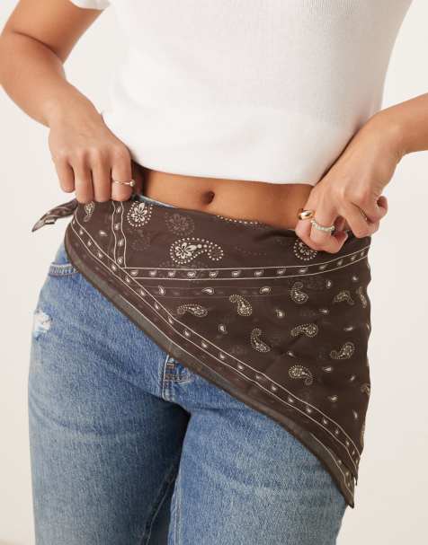 My Accessories paisley chiffon belt bandana in brown - view 1