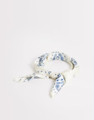 My Accessories paisley square scarf in cream 