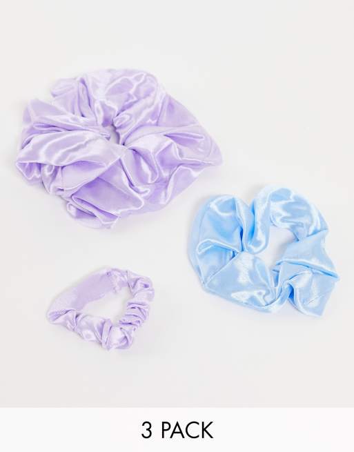 My Accessories - Pakke med 3 forskellige scrunchies i syren og blå