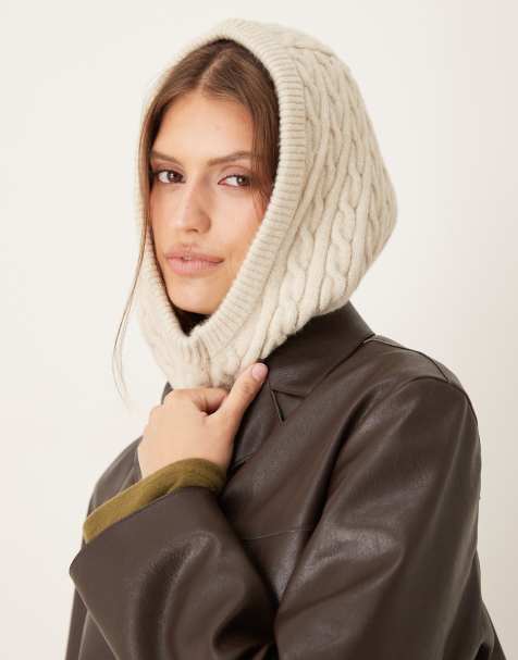 My Accessories - Passamontagna in maglia lavorata a trecce color crema - view 1