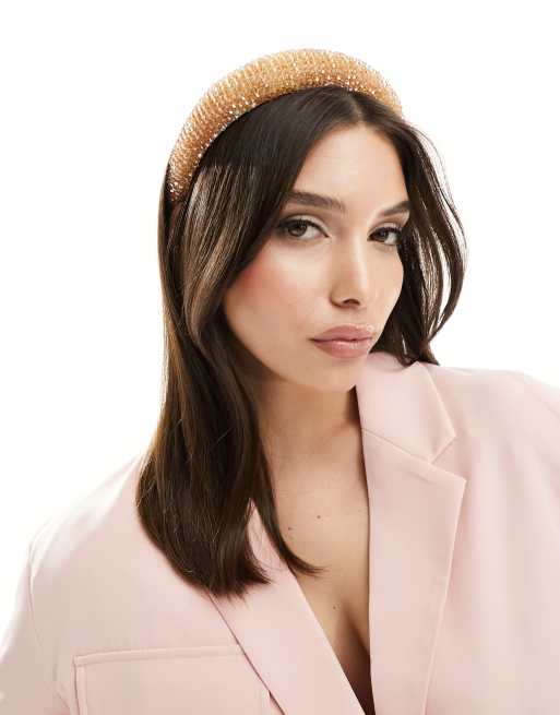 My Accessories – Perlenbesetzter Haarreif in Champagner 