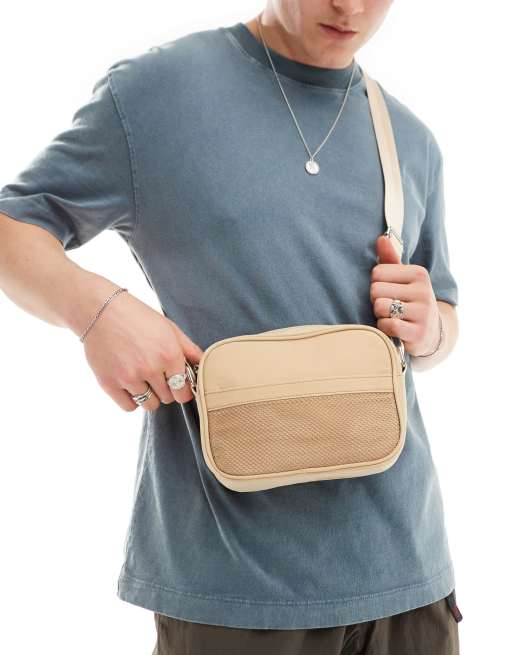 My Accessories – Piaskowa mała torebka crossbody z nylonu