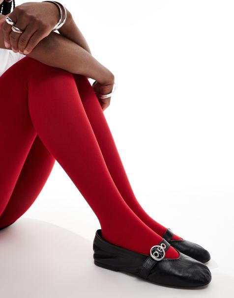 My Accessories plain tights in red - view 1