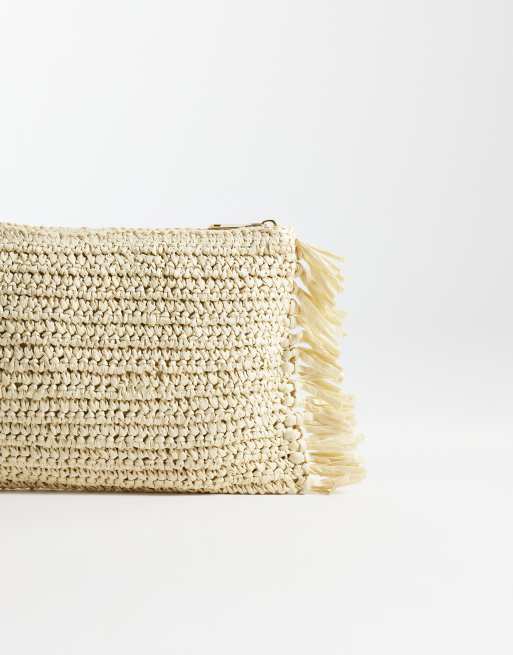 My Accessories - Pochette en paille avec franges latérales - Naturel, 4 de 4