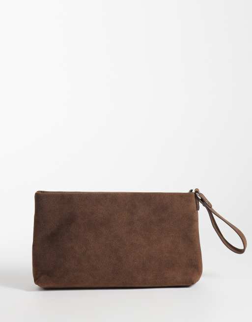 My Accessories - Pochette strutturata in camoscio sintetico color cioccolato