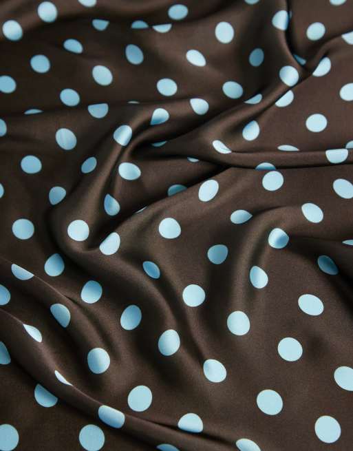 My Accessories polka dot bandana neck tie in brown with blue polka dot, 2 of 3