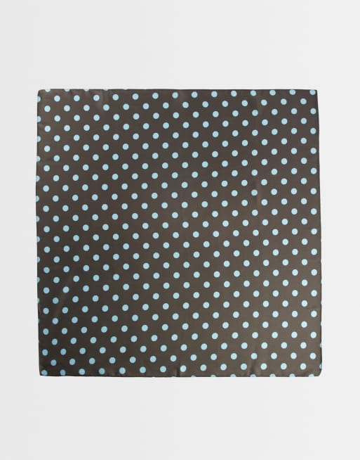 My Accessories polka dot bandana neck tie in brown with blue polka dot, 3 of 3