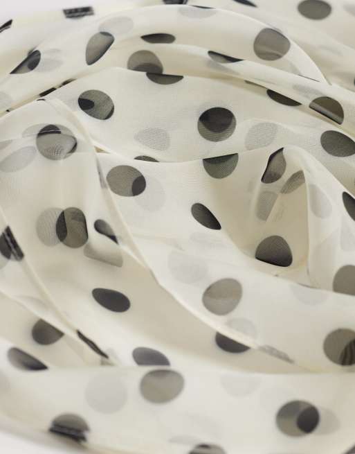 My Accessories polka dot chiffon scarf in cream and black, 2 of 3