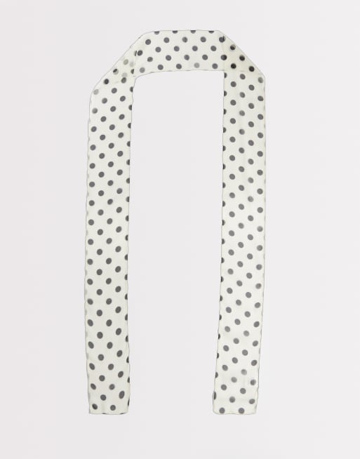 My Accessories polka dot chiffon scarf in cream and black, 3 of 3