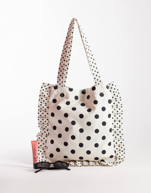 My Accessories polkadot tote bag in cream, 2 of 4