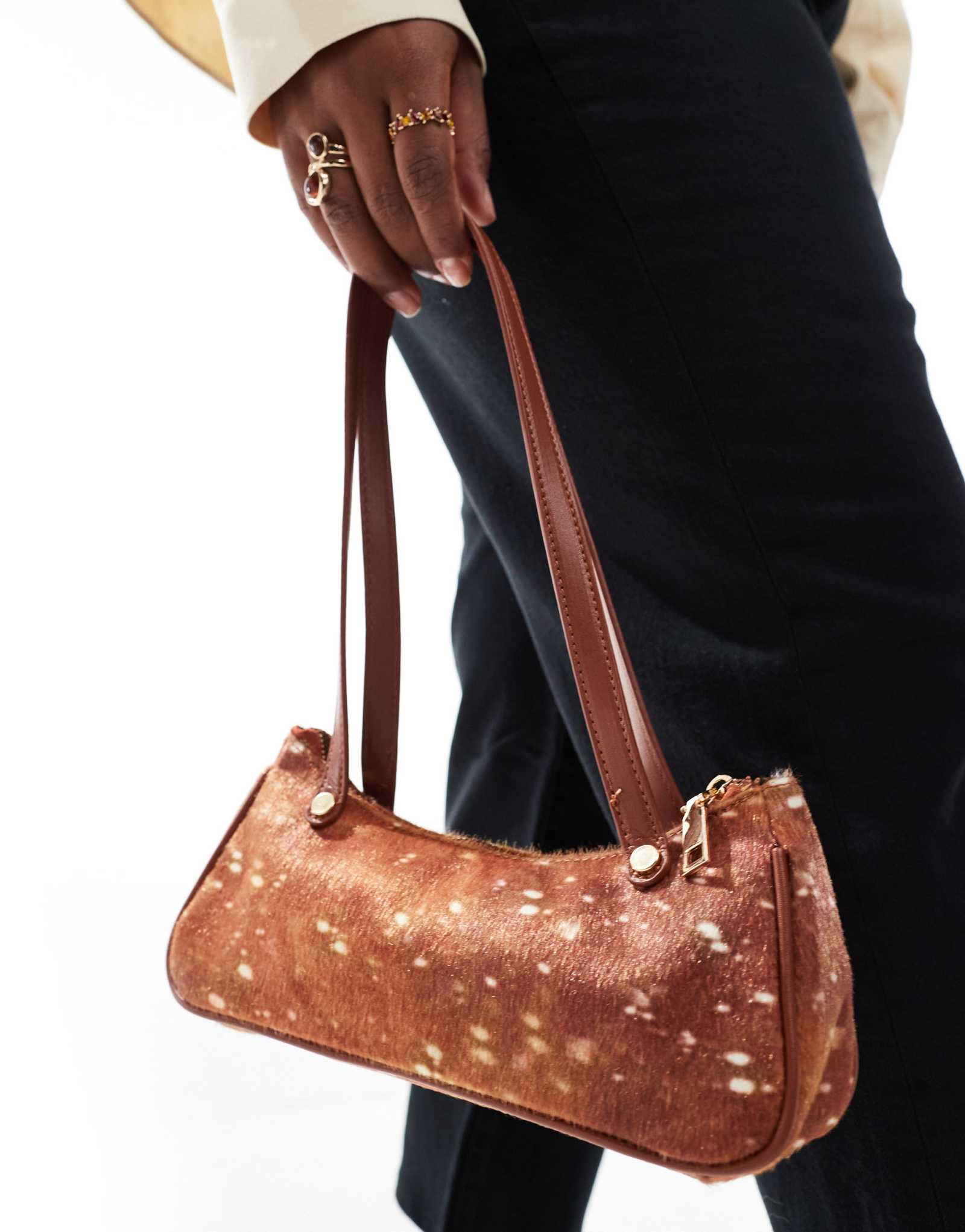 Сумка через плечо My Accessories из кожи пони с принтом оленя