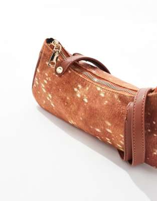 My Accessories pony skin shoulder bag in deer print | ASOS