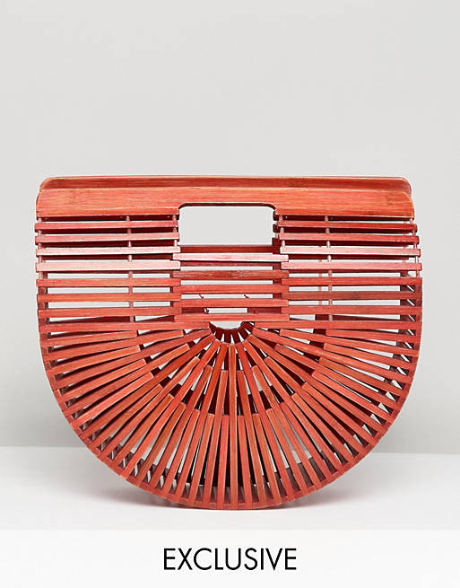 My Accessories Red Small Slatted Clutch Bag