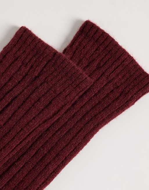 My Accessories ribbed under knee socks in burgundy, 2 of 3