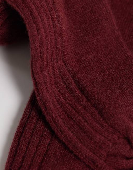 My Accessories ribbed under knee socks in burgundy, 3 of 3