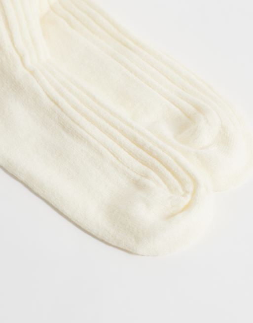 My Accessories ribstrikkede knæstrømper i creme, 3 af 3