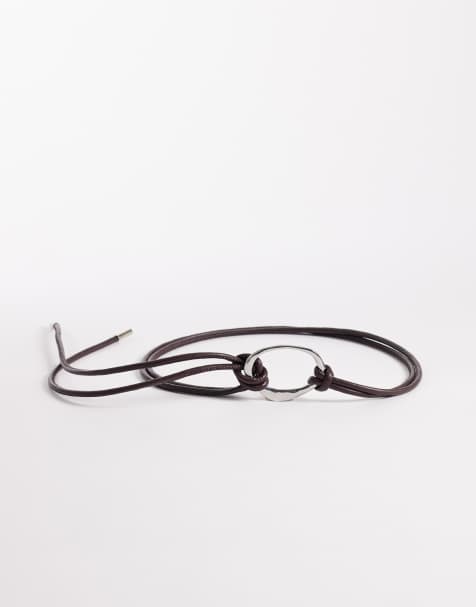 My Accessories - Riem van touw met metalen lus in bruin - view 1