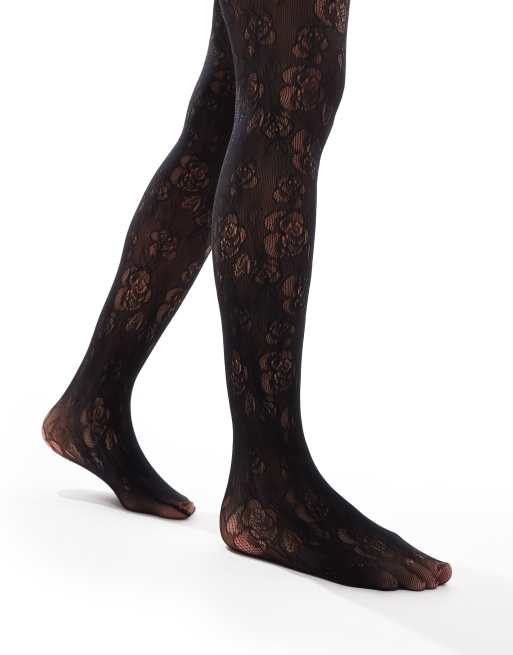 My Accessories romantic floral lace tights in black ASOS