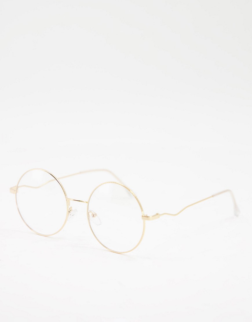 My Accessories - Ronde bril tegen blauw licht met montuur met goud draad