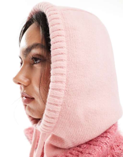 My Accessories – Rosa, stickad balaclava med dragsko, 3 av 4