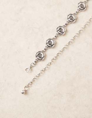 My Accessories Rose Chain Belt In Silver