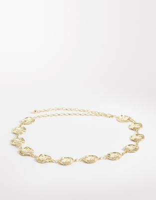 My Accessories Round Hammered Belt In Gold