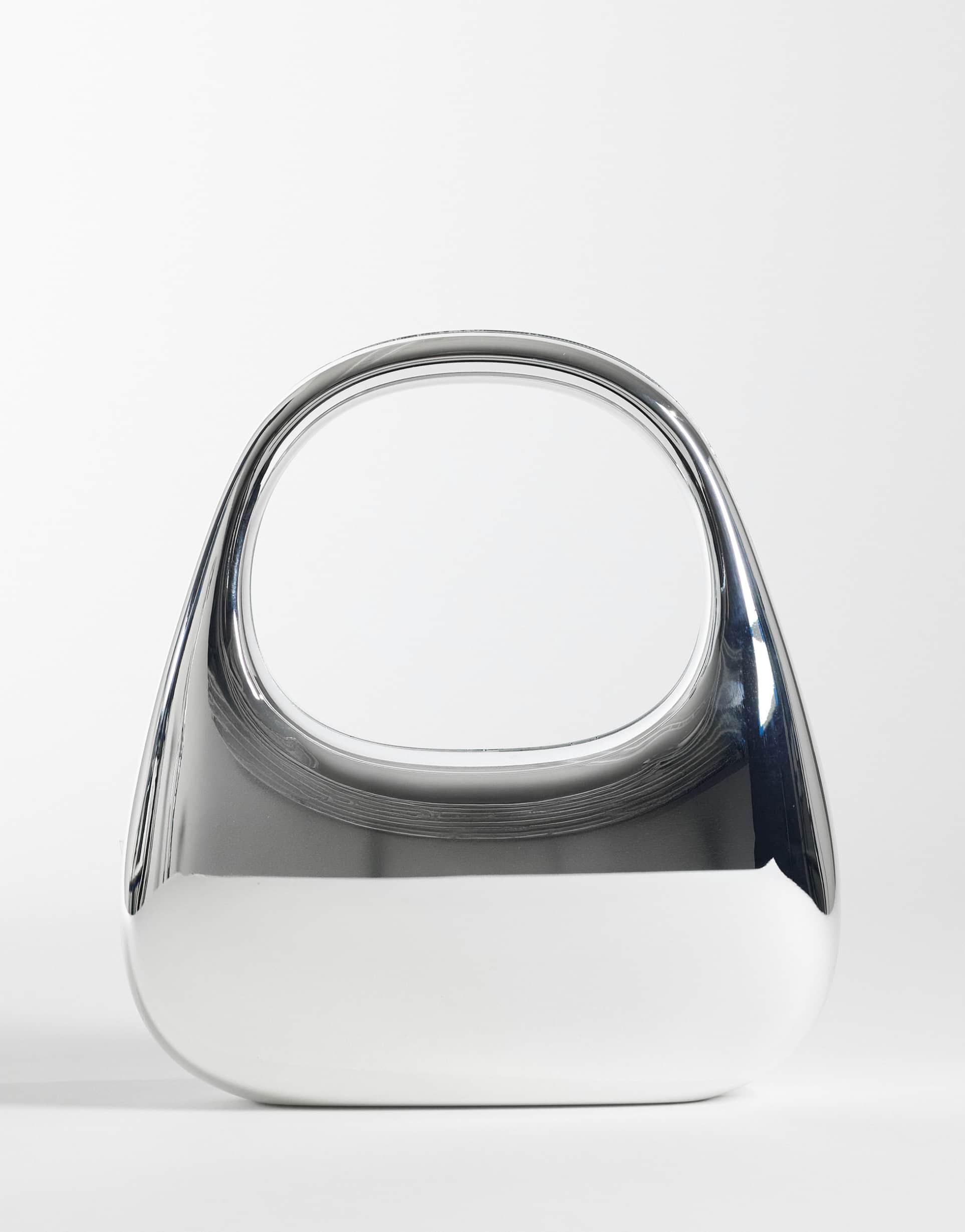 my accessories round metal handheld grab bag in silver