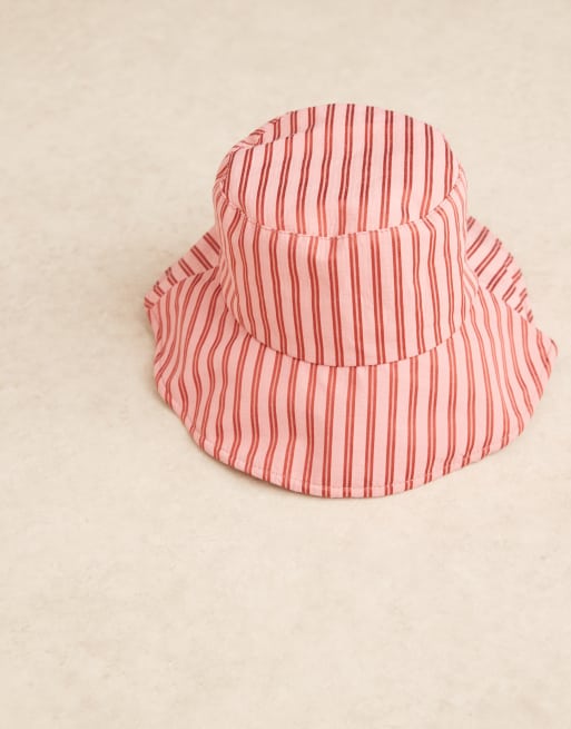 My Accessories – Różowo-czerwony kapelusz przeciwsłoneczny w paski , 2 z 3